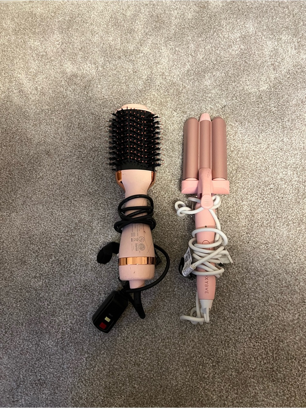 Pink 2-in-1 Hair Styling Set — Brush and Triple Barrel Wand